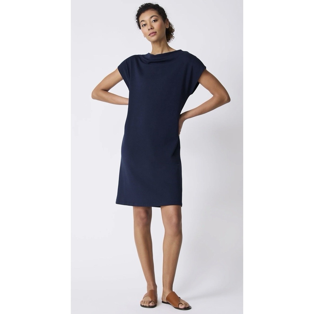 Kal Rieman Luca Cowl Dress Navy Size‎ XS Soft Minimalist